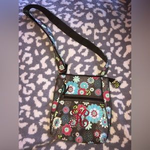 Thirty-One Brown Floral CrossBody Bag